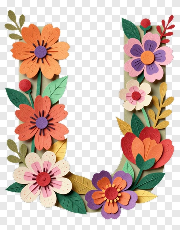 Colorful Floral Letter U PNG