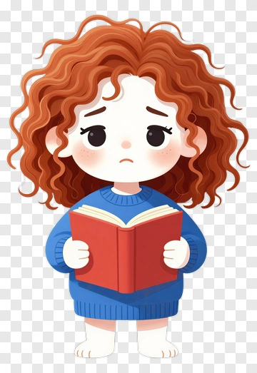 Cartoon Girl Holding A Book PNG