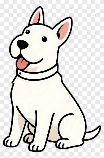 Cartoon White Dog Sitting PNG