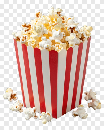 Popcorn In A Red And White Striped Bucket PNG