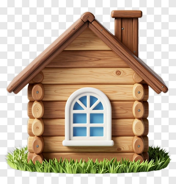 Wooden House With Grass PNG