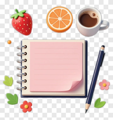 Colorful Notebook With Fruits And Coffee PNG