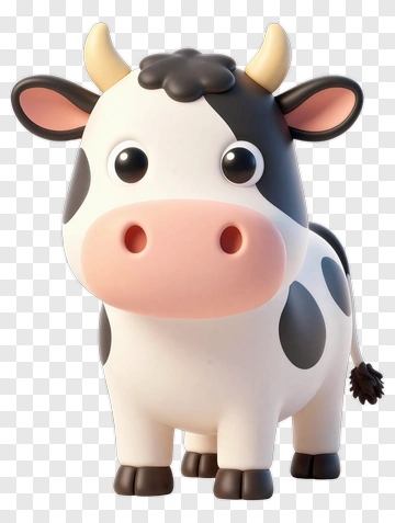 3D Cartoon Cow PNG
