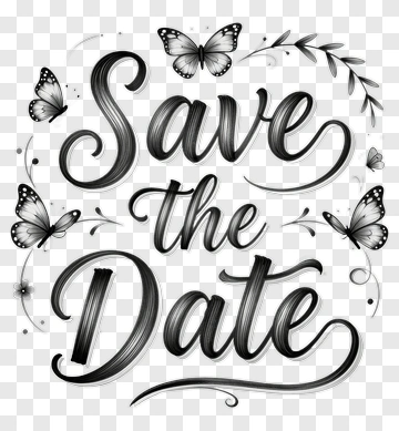 Save The Date With Butterflies PNG