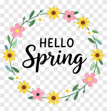 Hello Spring Floral Wreath PNG