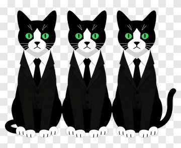 Cartoon Cats In Business Suits PNG