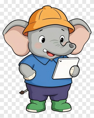 Cartoon Elephant Holding A Tablet PNG