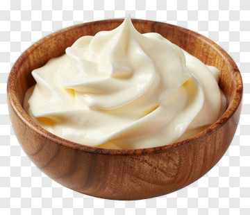Creamy Mayonnaise In A Wooden Bowl PNG