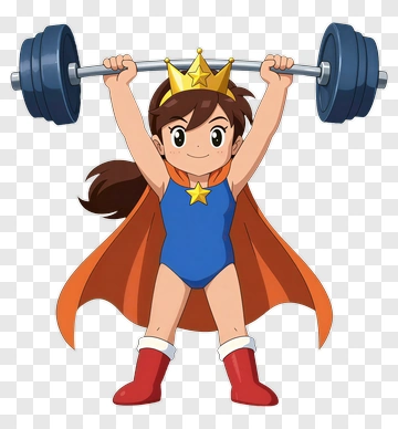 Cartoon Superhero Lifting Weights PNG