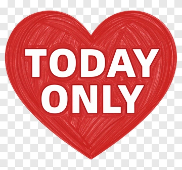 Red Heart With Today Only Text PNG