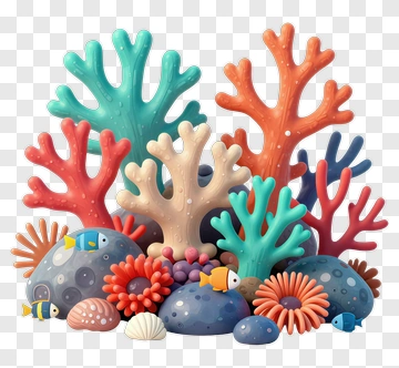 Colorful Coral Reef With Fish PNG
