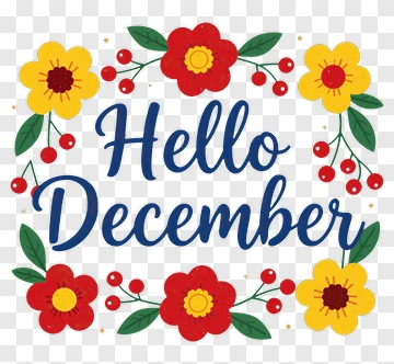 Hello December Floral Design PNG