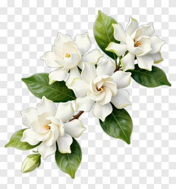 White Gardenia Flower Bouquet PNG