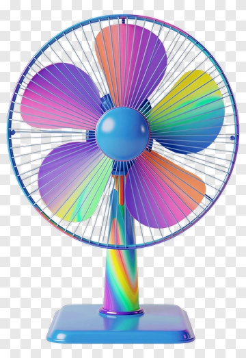 Colorful Fan With Rainbow Blades PNG