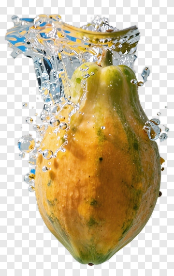 Papaya Splashing In Water PNG