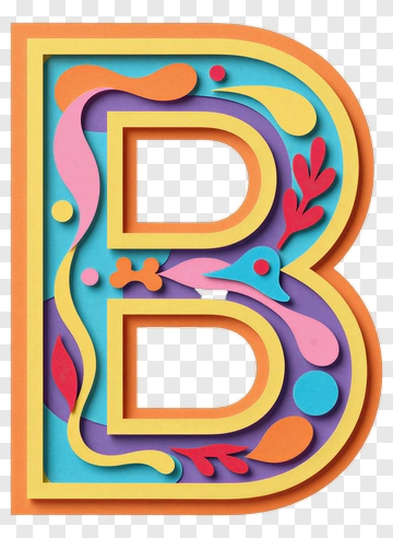 Colorful Letter B With Decorative Elements PNG