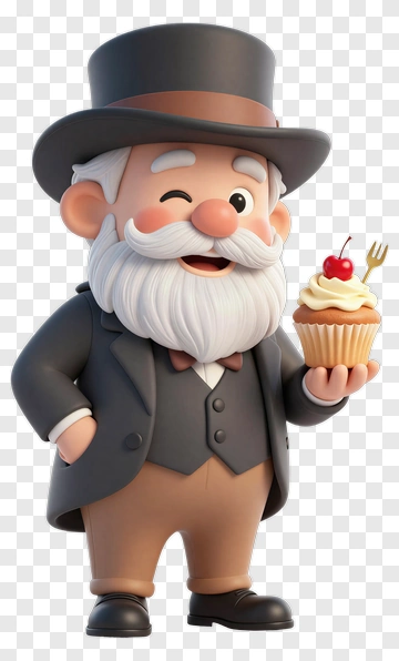 Cartoon Man Holding A Cupcake PNG