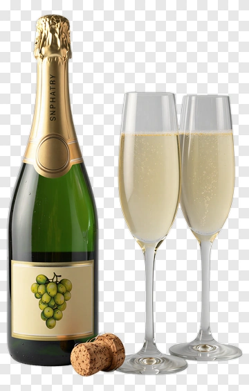 Champagne Bottle With Two Flutes PNG
