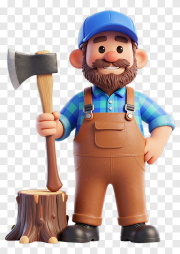 3D Lumberjack Holding An Axe PNG