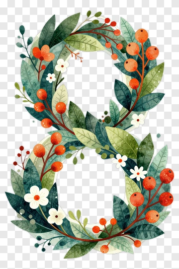 Floral Number Eight Wreath PNG