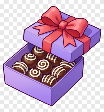 Purple Gift Box With Chocolates PNG