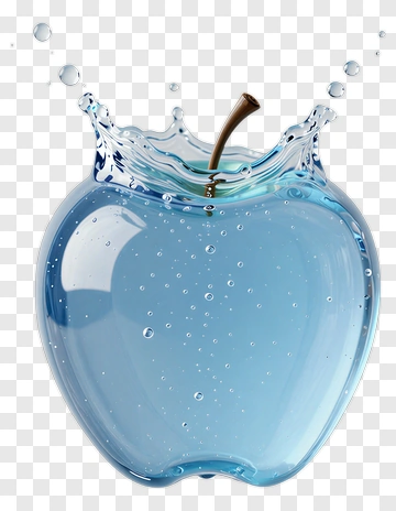 Blue Water Splashing Apple PNG