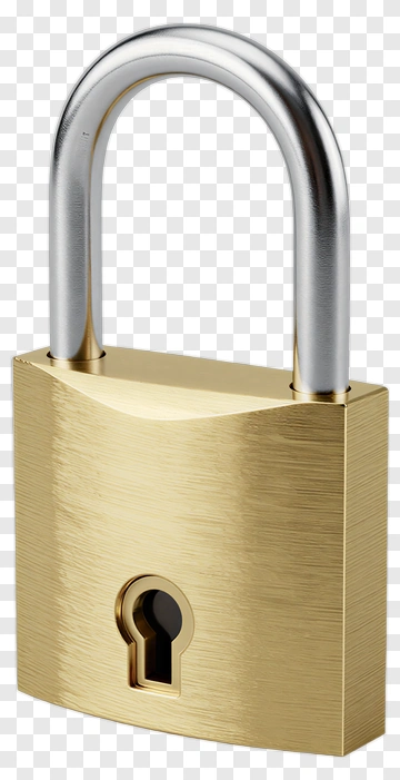 Gold Padlock With Silver Shackle PNG