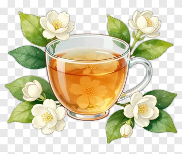 Tea Cup With Jasmine Flowers PNG