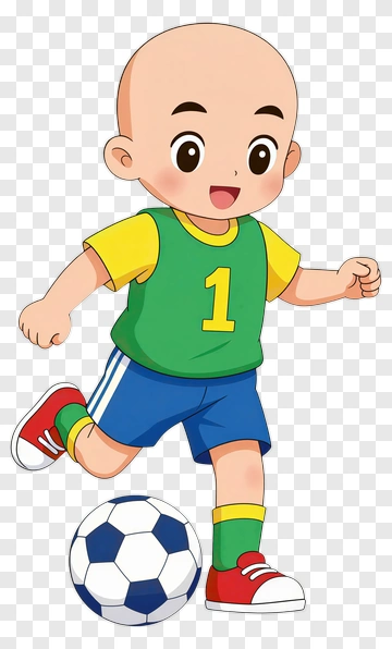 Cartoon Boy Kicking A Soccer Ball PNG