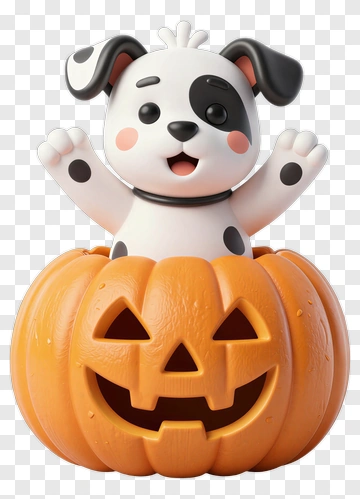 Cartoon Dog In A Halloween Pumpkin PNG
