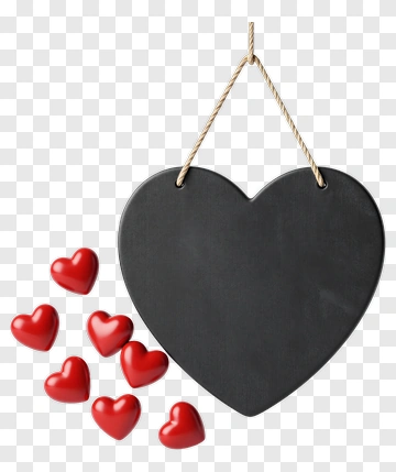 Heart-Shaped Chalkboard With Red Hearts PNG