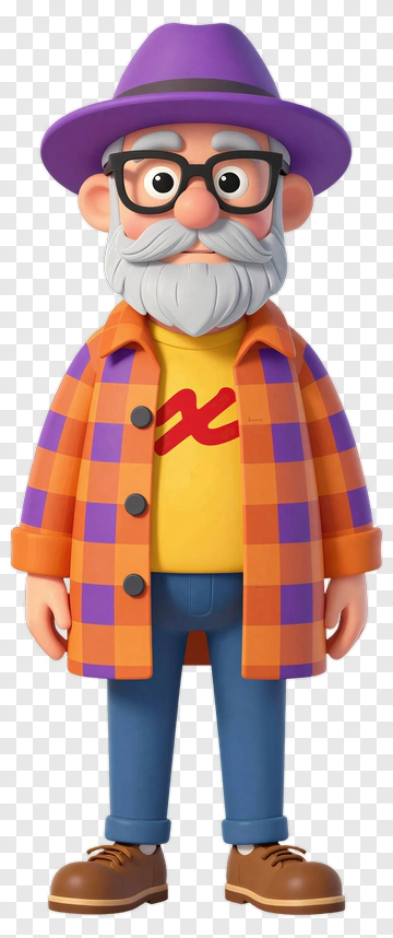 Cartoon Man In Colorful Outfit PNG
