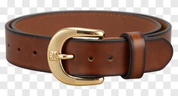 Brown Leather Belt With Gold Buckle PNG