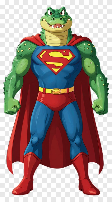 Cartoon Alligator Superhero PNG