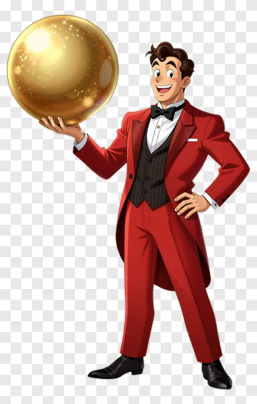 Cartoon Magician Holding A Golden Sphere PNG