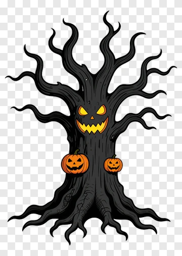 Halloween Tree With Pumpkins PNG