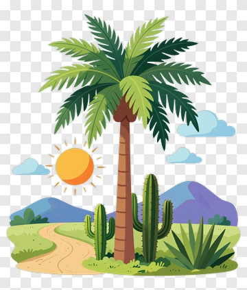 Palm Tree In A Desert Landscape PNG