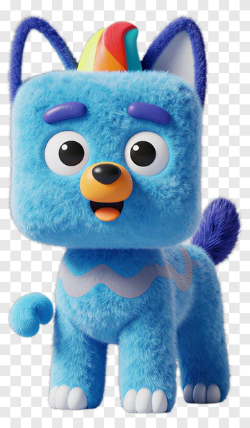 3D Cartoon Dog With Rainbow Hair PNG
