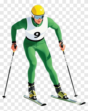 Ski Racer In Green Suit PNG