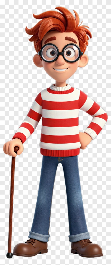 Cartoon Boy With Cane PNG