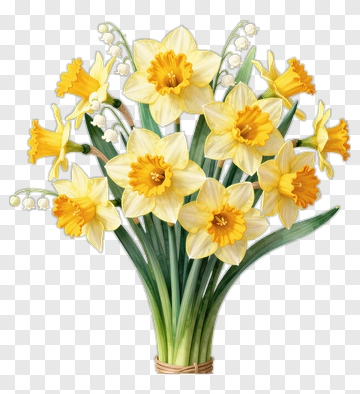 Colorful Daffodil And Lily Bouquet PNG