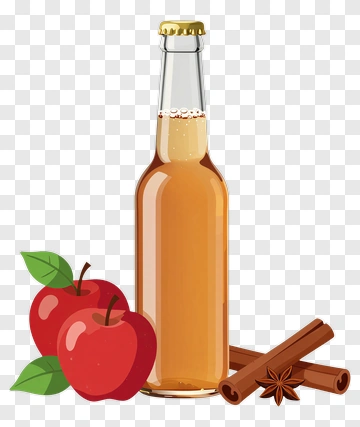 Apple Cider Bottle With Apples And Cinnamon Sticks PNG