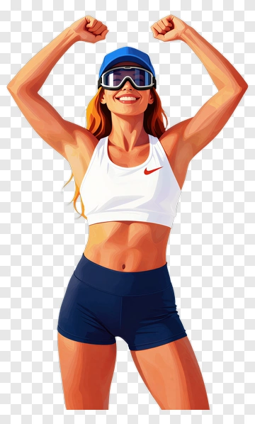 Happy Female Skier Celebrating PNG