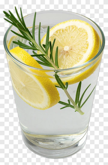 Glass Of Lemon Water With Rosemary PNG