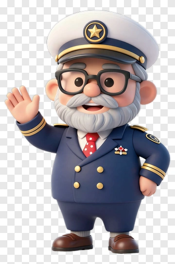 Cartoon Captain Waving Hello PNG