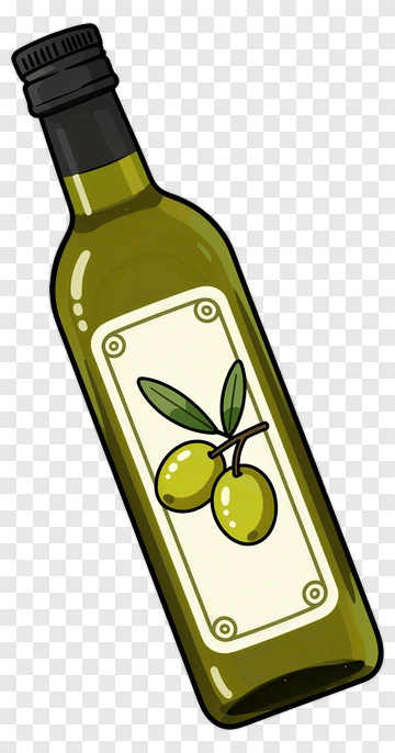 Olive Oil Bottle With Olive Design PNG