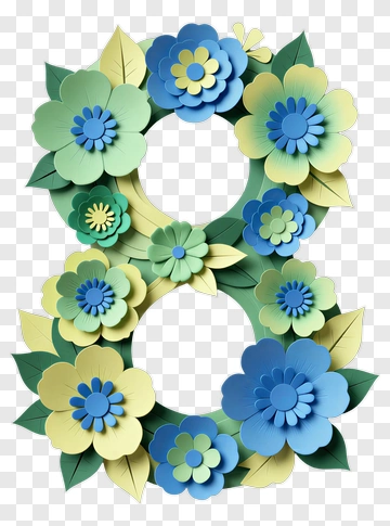 Floral Wreath Shaped Like Number Eight PNG