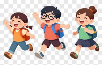 Happy Children Running Together PNG
