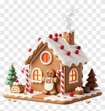 Gingerbread House With Candy Decorations PNG