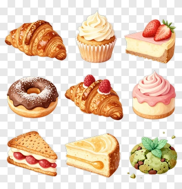 Colorful Dessert Collection Featuring Cakes And Pastries PNG